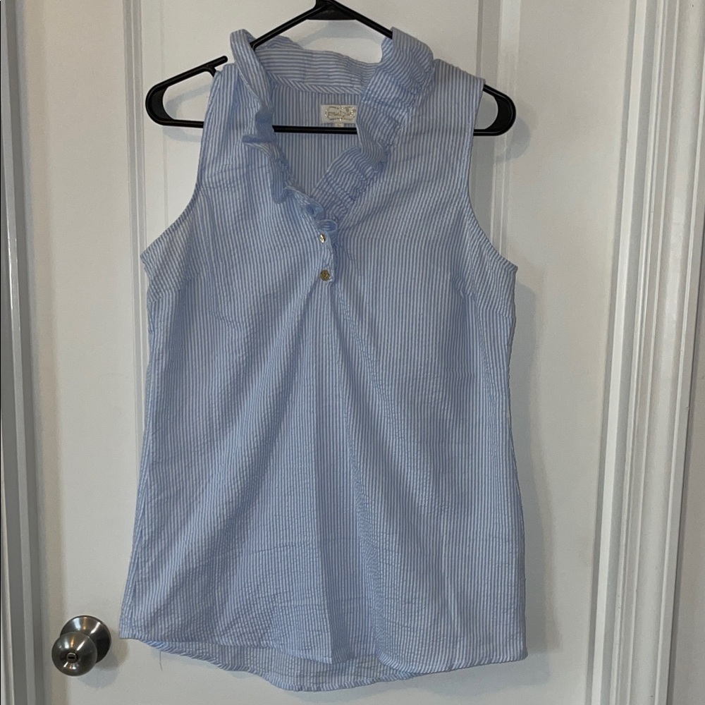 Mud Pie Light Blue Pinstripe Blouse